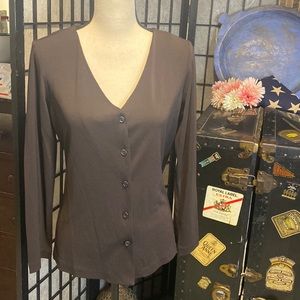 BCBG MaxAzria Chocolate Brown Button Down Cardigan Sweater